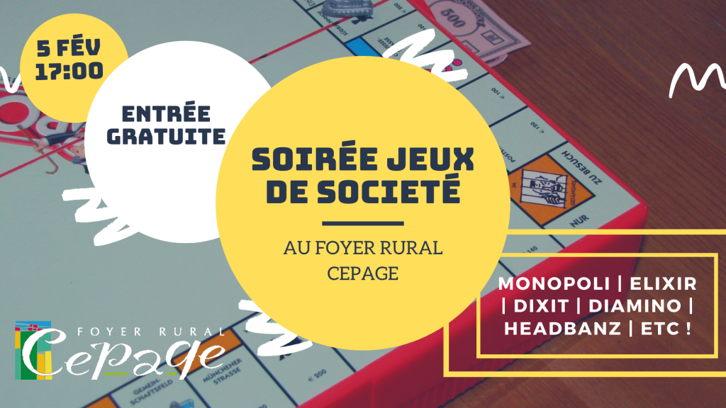 [ANNONCE] Soirée jeux de societé : 5 février à 17h00