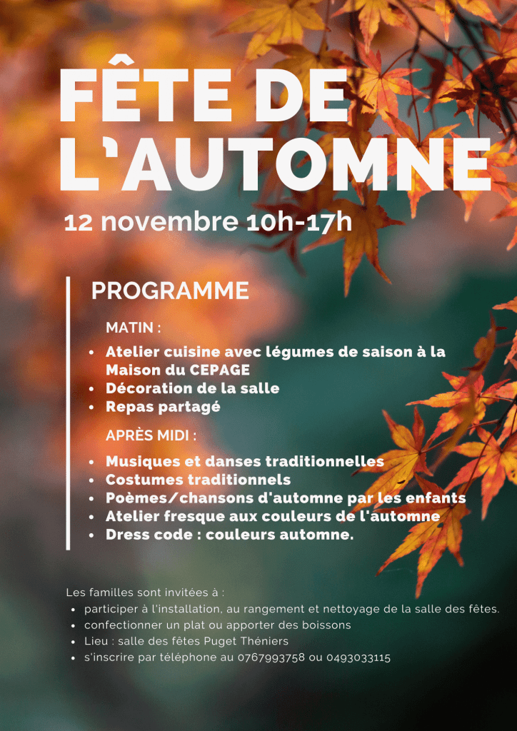 Fête de l’Automne à Puget-Théniers le 12 novembre