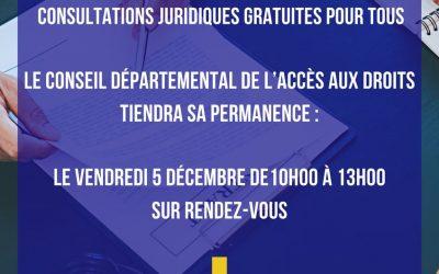 Permanence juridique le 5 décembre